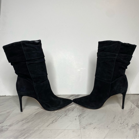 Schutz Ashlee Black Suede Slouch Heeled Boot 11B - Picture 6 of 16